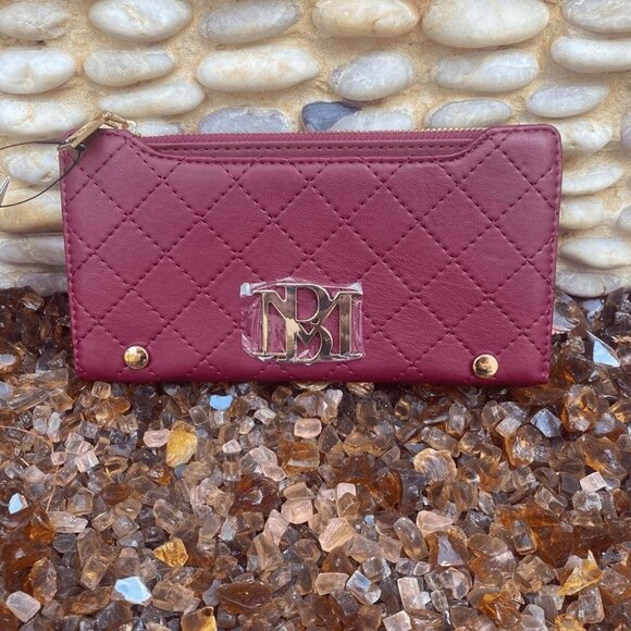 Badgley Mischka Handbags - Studio Badgley Mischka Wine Quilted Long Wallet NWT